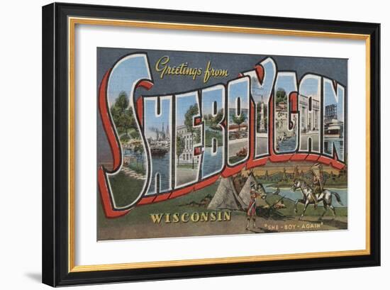 Sheboygan, Wisconsin - Large Letter Scenes-Lantern Press-Framed Art Print