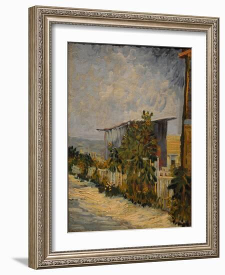 Shed at the Montmartre with Sunflower, 1887-Vincent van Gogh-Framed Giclee Print