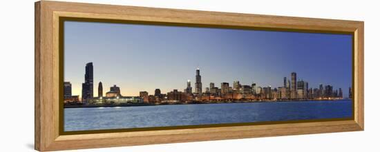 Shedd Acquarium and Chicago Skyline at Dusk, Chicago, Illinois, USA-Michele Falzone-Framed Premier Image Canvas
