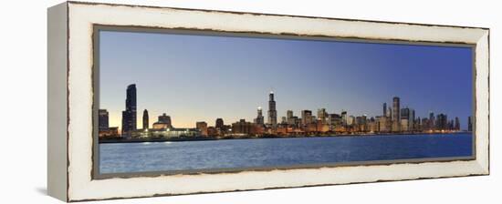 Shedd Acquarium and Chicago Skyline at Dusk, Chicago, Illinois, USA-Michele Falzone-Framed Premier Image Canvas