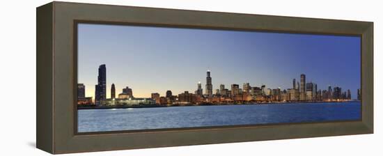 Shedd Acquarium and Chicago Skyline at Dusk, Chicago, Illinois, USA-Michele Falzone-Framed Premier Image Canvas