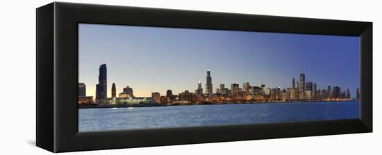 Shedd Acquarium and Chicago Skyline at Dusk, Chicago, Illinois, USA-Michele Falzone-Framed Premier Image Canvas