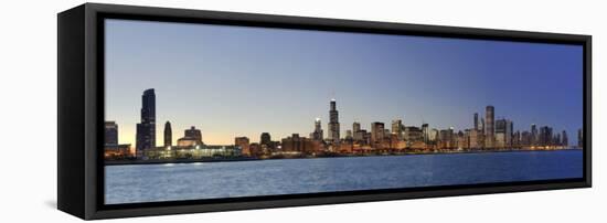 Shedd Acquarium and Chicago Skyline at Dusk, Chicago, Illinois, USA-Michele Falzone-Framed Premier Image Canvas