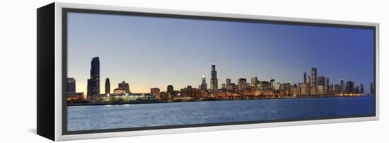 Shedd Acquarium and Chicago Skyline at Dusk, Chicago, Illinois, USA-Michele Falzone-Framed Premier Image Canvas