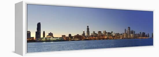 Shedd Acquarium and Chicago Skyline at Dusk, Chicago, Illinois, USA-Michele Falzone-Framed Premier Image Canvas