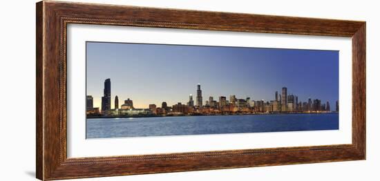 Shedd Acquarium and Chicago Skyline at Dusk, Chicago, Illinois, USA-Michele Falzone-Framed Photographic Print