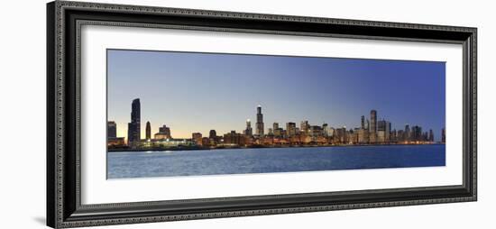 Shedd Acquarium and Chicago Skyline at Dusk, Chicago, Illinois, USA-Michele Falzone-Framed Photographic Print