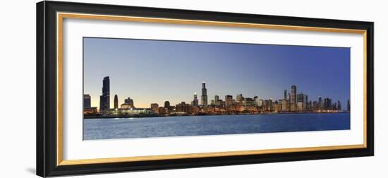 Shedd Acquarium and Chicago Skyline at Dusk, Chicago, Illinois, USA-Michele Falzone-Framed Photographic Print