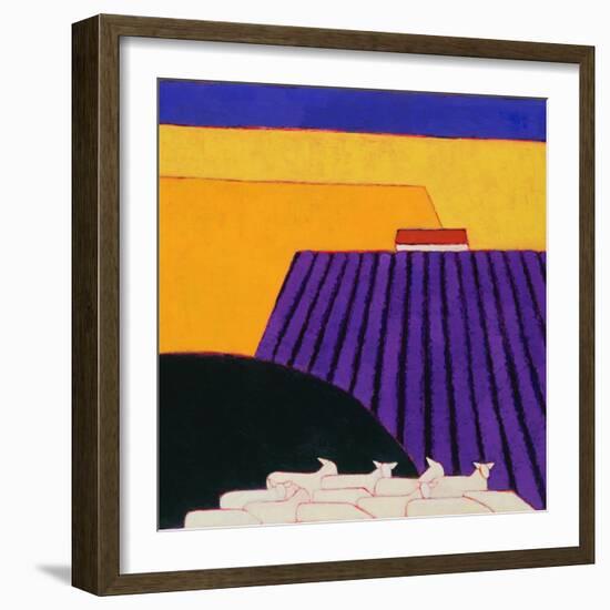 Sheep and Lavender Fields, 2004-Eithne Donne-Framed Giclee Print