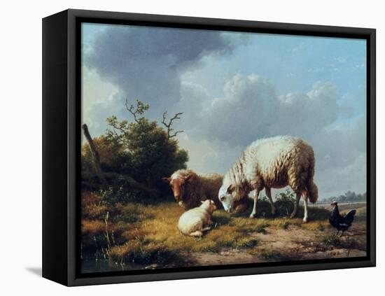 Sheep and Poultry in a Landscape, 19th Century-Eugène Verboeckhoven-Framed Premier Image Canvas