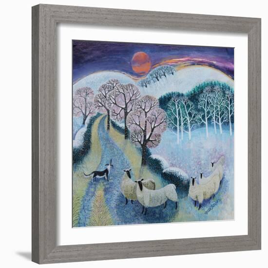 Sheep at Sunset, 2020,(acrylics on canvas)-Lisa Graa Jensen-Framed Giclee Print