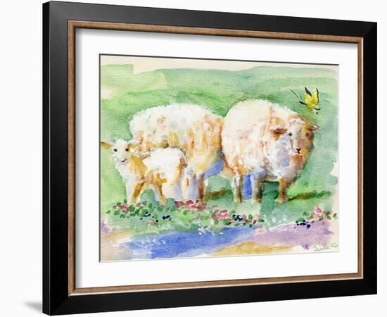 Sheep Family on the Farm-sylvia pimental-Framed Art Print