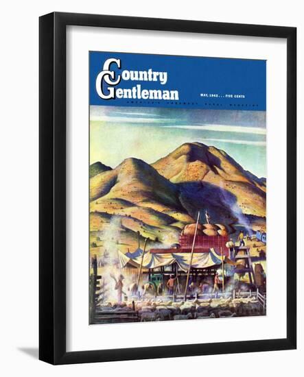 "Sheep Farm," Country Gentleman Cover, May 1, 1942-Jean L. Huens-Framed Giclee Print