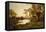 Sheep Grazing by a Lake at Sunset-Alfred de Breanski-Framed Premier Image Canvas