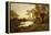 Sheep Grazing by a Lake at Sunset-Alfred de Breanski-Framed Premier Image Canvas