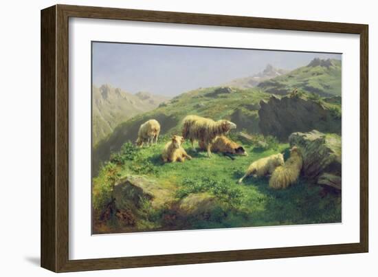 Sheep Grazing in the Pyrenees (Oil on Canvas)-Rosa Bonheur-Framed Giclee Print