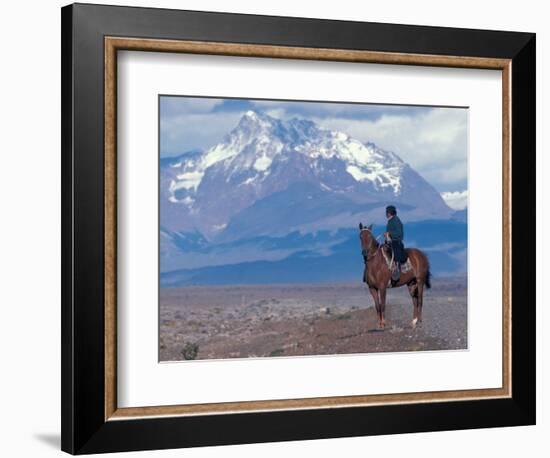 Sheep Herd and Gaucho, Patagonia, Argentina-Art Wolfe-Framed Photographic Print