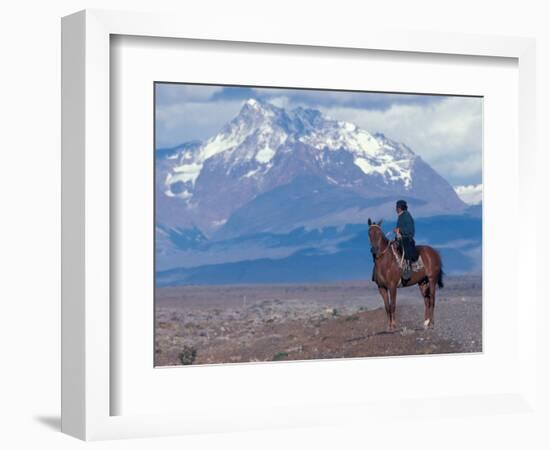 Sheep Herd and Gaucho, Patagonia, Argentina-Art Wolfe-Framed Photographic Print