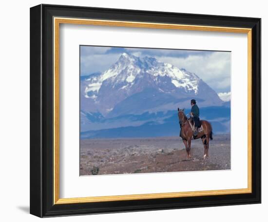 Sheep Herd and Gaucho, Patagonia, Argentina-Art Wolfe-Framed Photographic Print