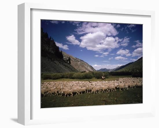 Sheep Herder Tending His Flock in the Sawtooth Mountains-Eliot Elisofon-Framed Photographic Print