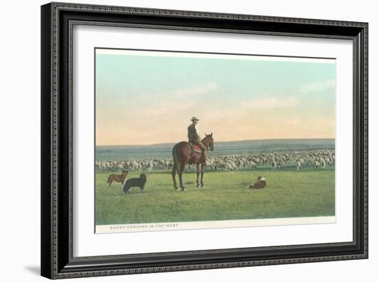 Sheep Herding in the West-null-Framed Art Print