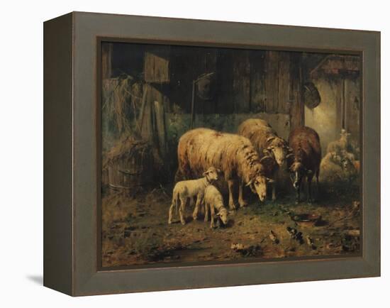 Sheep in a Barn-Jean-Baptiste-Camille Corot-Framed Premier Image Canvas