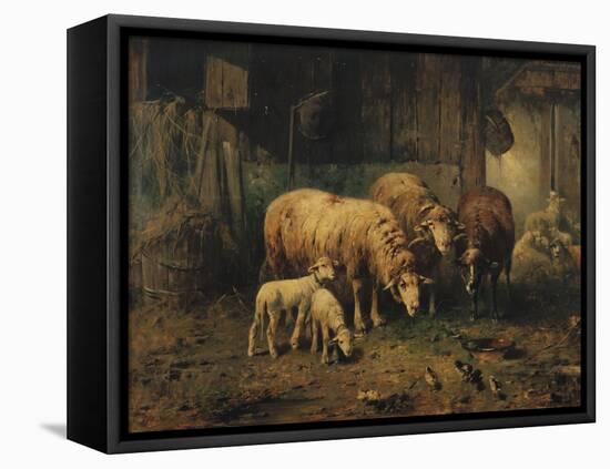 Sheep in a Barn-Jean-Baptiste-Camille Corot-Framed Premier Image Canvas