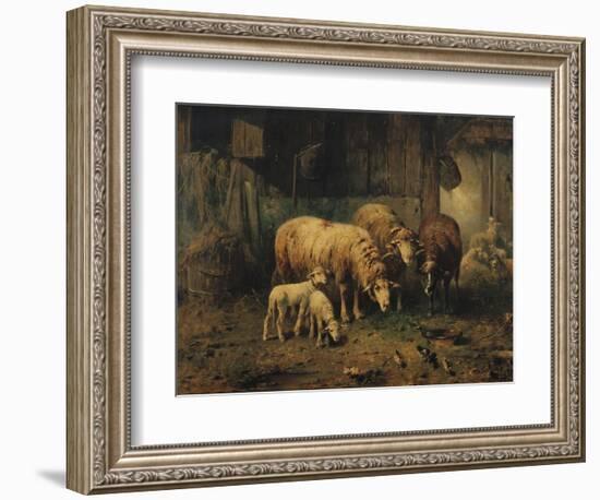 Sheep in a Barn-Jean-Baptiste-Camille Corot-Framed Giclee Print