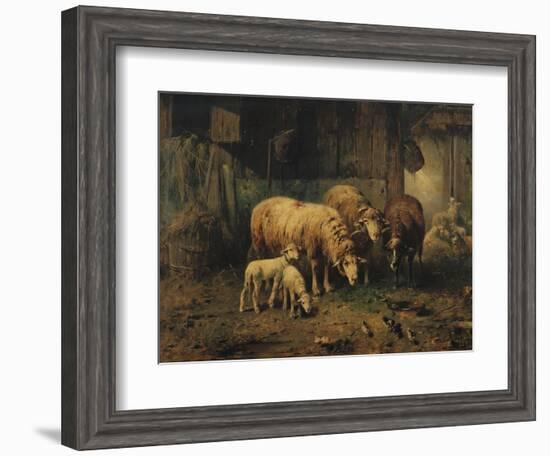 Sheep in a Barn-Jean-Baptiste-Camille Corot-Framed Giclee Print