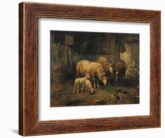 Sheep in a Barn-Jean-Baptiste-Camille Corot-Framed Giclee Print