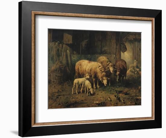 Sheep in a Barn-Jean-Baptiste-Camille Corot-Framed Giclee Print