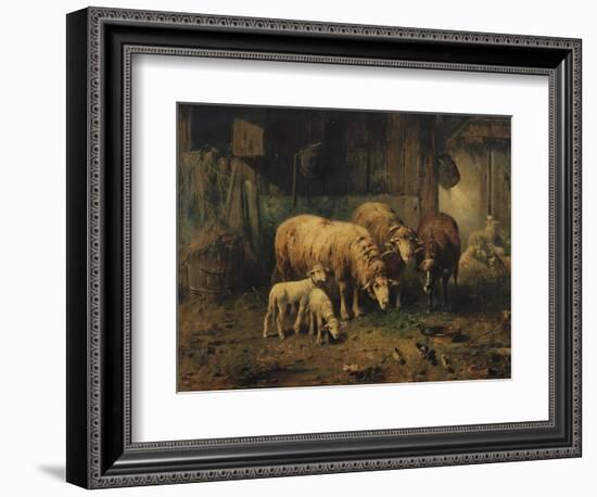 Sheep in a Barn-Jean-Baptiste-Camille Corot-Framed Giclee Print