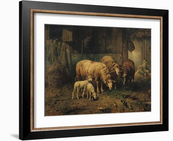 Sheep in a Barn-Jean-Baptiste-Camille Corot-Framed Giclee Print