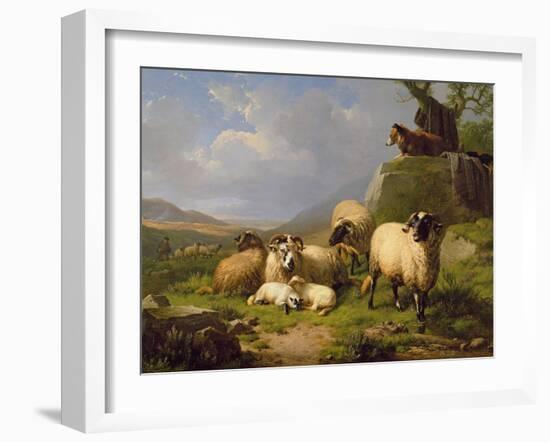 Sheep in a Landscape, 1863-Eugene Joseph Verboeckhoven-Framed Giclee Print