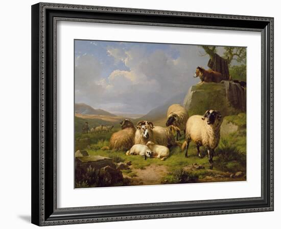 Sheep in a Landscape, 1863-Eugene Joseph Verboeckhoven-Framed Giclee Print