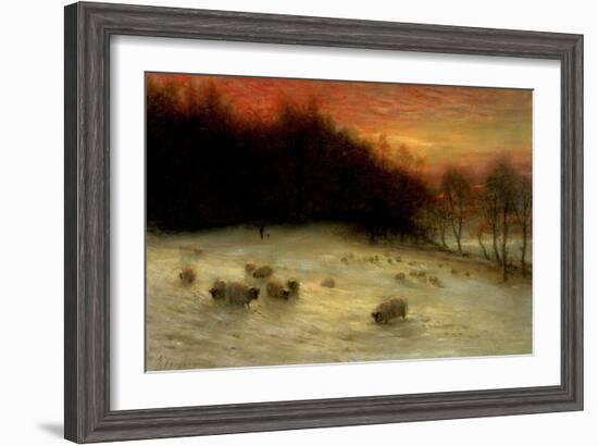 Sheep in a Winter Landscape, Evening-Joseph Farquharson-Framed Giclee Print