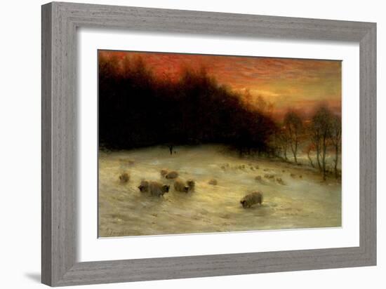 Sheep in a Winter Landscape, Evening-Joseph Farquharson-Framed Giclee Print