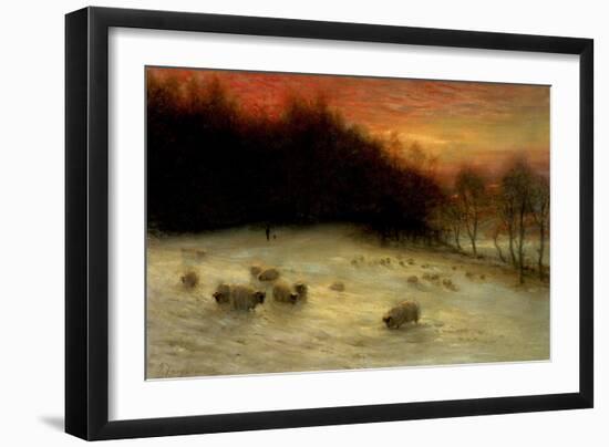 Sheep in a Winter Landscape, Evening-Joseph Farquharson-Framed Giclee Print