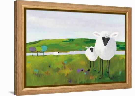 Sheep in the Meadow-Phyllis Adams-Framed Stretched Canvas