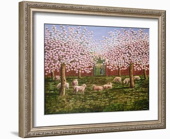 Sheep in the Orchard, 1987-Liz Wright-Framed Giclee Print