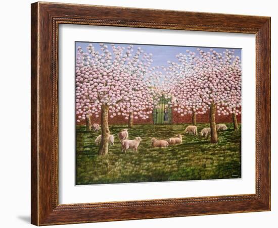 Sheep in the Orchard, 1987-Liz Wright-Framed Giclee Print