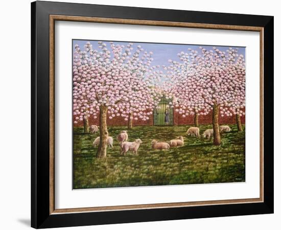 Sheep in the Orchard, 1987-Liz Wright-Framed Giclee Print