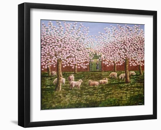 Sheep in the Orchard, 1987-Liz Wright-Framed Giclee Print