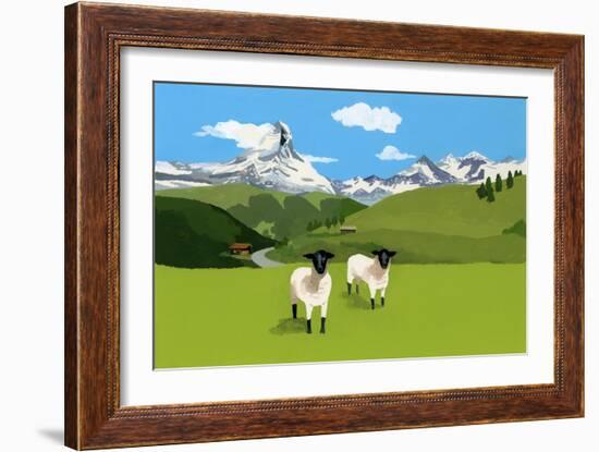 Sheep in Zermatt, Switzerland,2015-Hiroyuki Izutsu-Framed Giclee Print