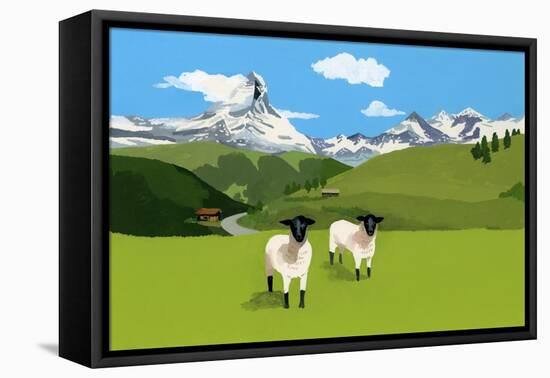 Sheep in Zermatt, Switzerland,2015-Hiroyuki Izutsu-Framed Premier Image Canvas