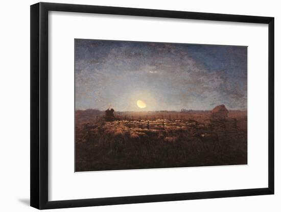 Sheep Meadow, Moonlight-Jean-François Millet-Framed Art Print