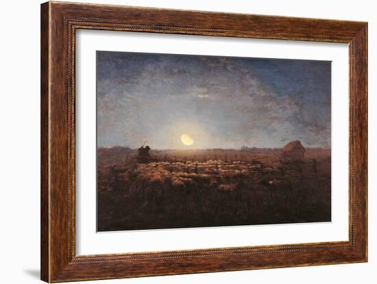 Sheep Meadow, Moonlight-Jean-François Millet-Framed Art Print