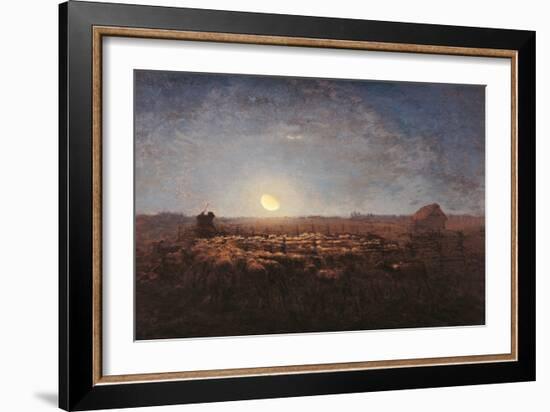 Sheep Meadow, Moonlight-Jean-François Millet-Framed Art Print