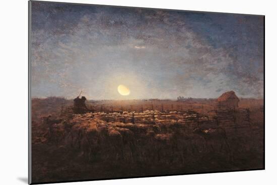 Sheep Meadow, Moonlight-Jean-François Millet-Mounted Art Print