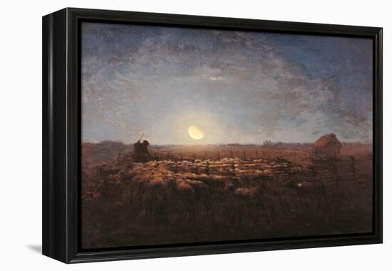 Sheep Meadow, Moonlight-Jean-François Millet-Framed Stretched Canvas